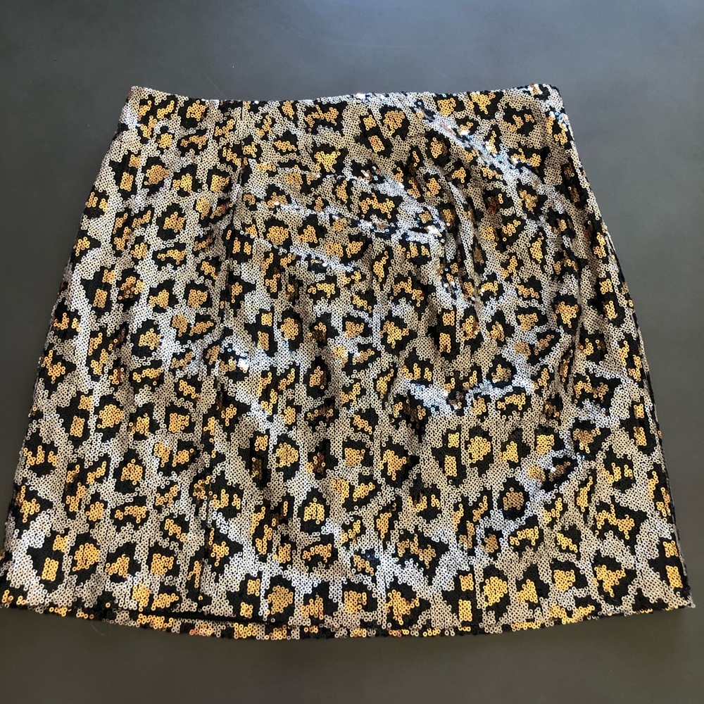 sequin leopard print skirt